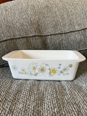 Corningware Floral Bouquet Ceramic Loaf Pan Flower 2 QT